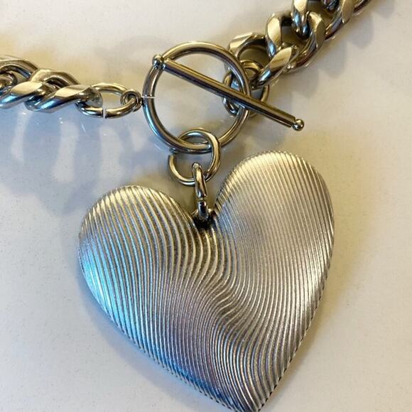 Handmade Silver Oversized Heart Necklace - Picture 5 of 7